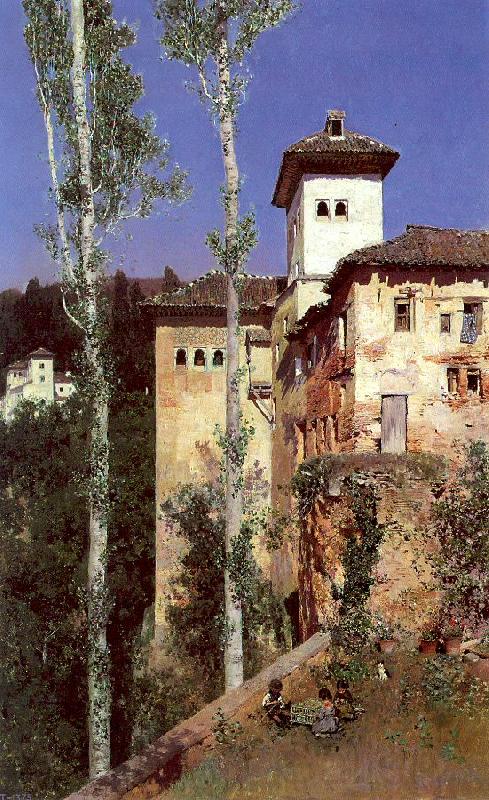 Ortega, Martin Rico y The Ladies' Tower in the Alhambra, Granada Norge oil painting art